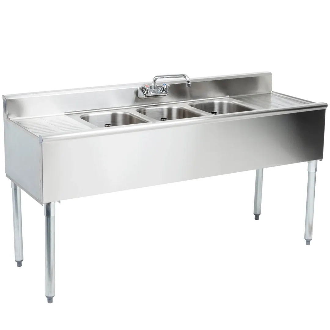 Eagle Group B5C-18 60" Underbar Sink Units, 3 Compartment with 2 Drainboards
