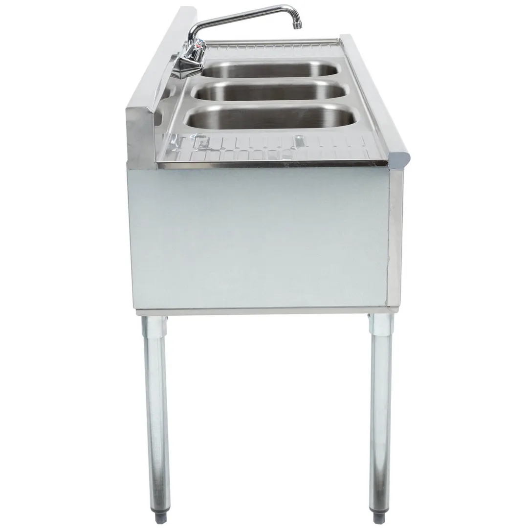 Eagle Group B5C-18 60" Underbar Sink Units, 3 Compartment with 2 Drainboards
