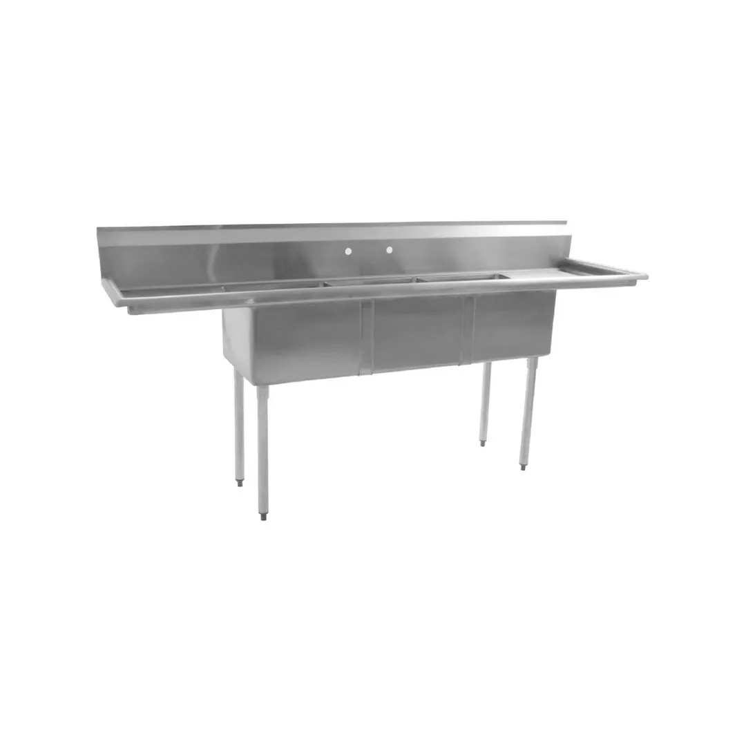 Eagle Group BPS-2448-2-24L-FC 74" Two Compartment Sink, 24"W x 24"L Bowl With Left-Hand Drainboard