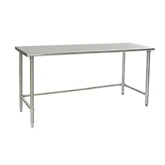 Eagle Group BPT-2430STEB 30" Open Base Work Table with Side & Rear Crossrails, Flat Top/16 Gauge Top