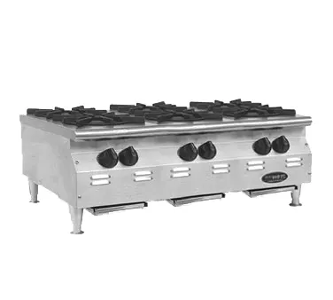 Eagle Group CLHP-6-NG 36" Countertop Gas Hotplate with (6) Burners, Manual Controls, 150.000 BTU