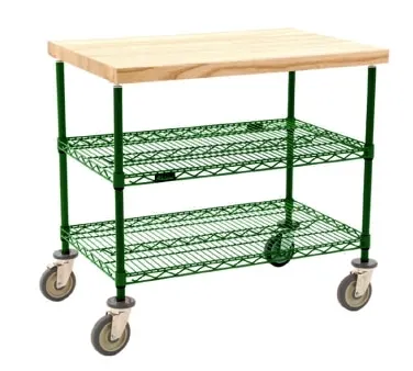 Eagle Group DC2436V Gray Epoxy Utility Cart w/ 2 Shelf and Butcher Block Top - 36" x 24"