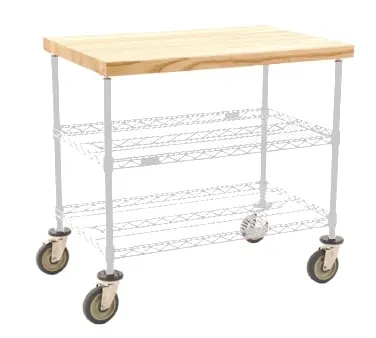Eagle Group DC2460W White Epoxy Utility Cart w/ 2 Shelf and Butcher Block Top - 60" x 24"