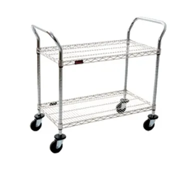 Eagle Group EU2-1836C Chrome Open Base 2 Shelf Utility Cart w/ 2 Handle - 36" x 18"