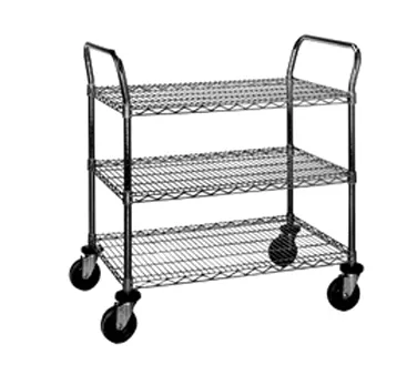 Eagle Group EU3-2436Z-X EAGLEbrite Zinc Open Base 3 Shelf Utility Cart w/ 2 Handle - 36" x 24"