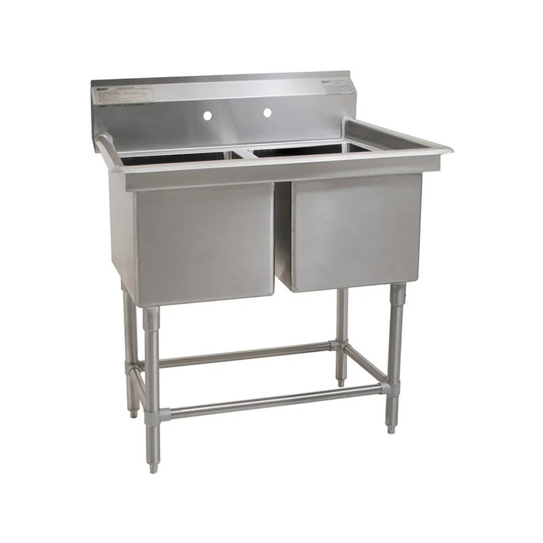 Eagle Group FN2032-2-14/3 39" Two Compartment Sink, 16"W x 20"L Bowl Without Drainboard