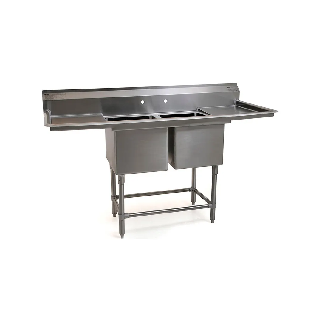 Eagle Group FN2032-2-18R-14/3 55" Two Compartment Sink, 16"W x 20"L Bowl With Right-Hand Drainboard