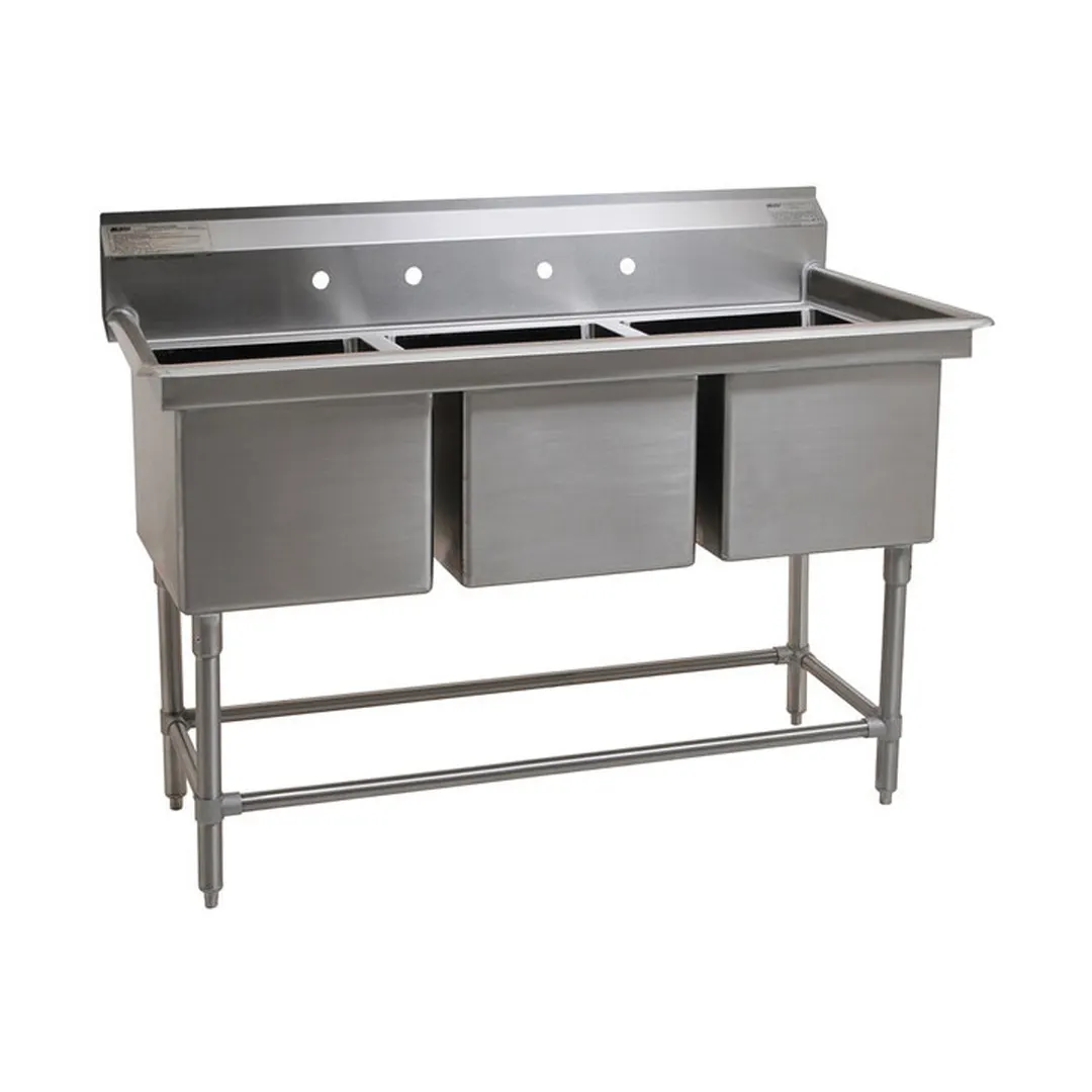 Eagle Group FN2054-3-14/3 63" Three Compartment Sink, 18"W x 20"L Bowl Without Drainboard
