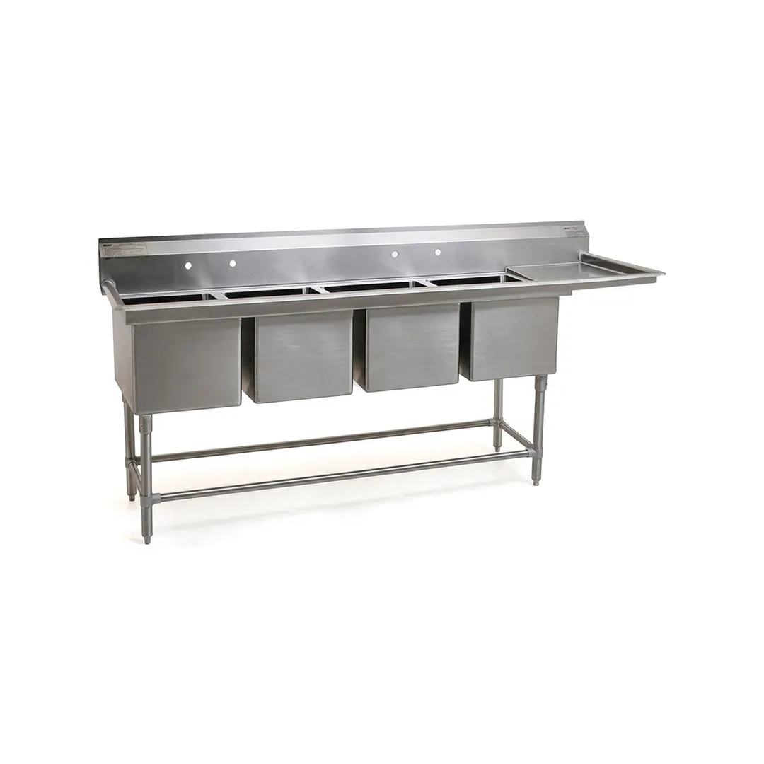 Eagle Group FN2064-4-18L-14/3 91" Four Compartment Sink, 16"W x 20"L Bowl w/Left-Hand Drainboard    