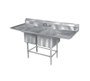Eagle Group FN2448-2-30L-14/3 83" Two Compartment Sink, 24"W x 24"L Bowl With Left-Hand Drainboard