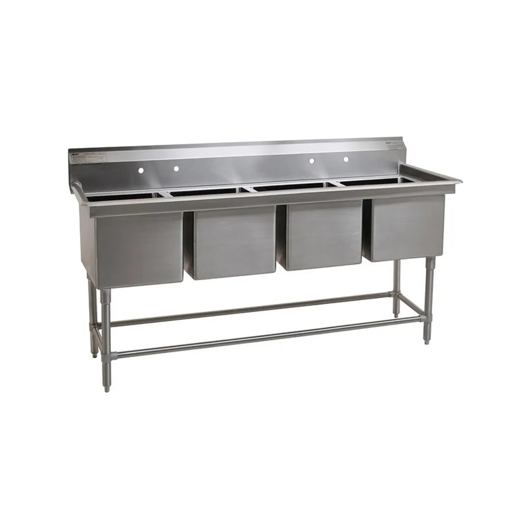 Eagle Group FN2880-4-14/3 91" Four Compartment Sink, 20"W x 28"L Bowl Without Drainboard