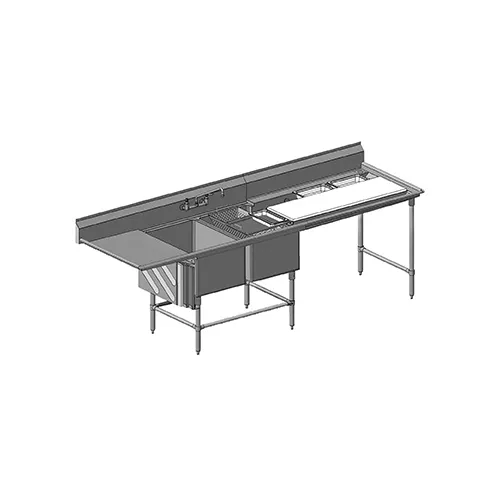 Eagle Group FNP2840-2-48TL 93" Two Compartment Sink, 20"W x 28"L Bowl With Right-Hand Drainboard
