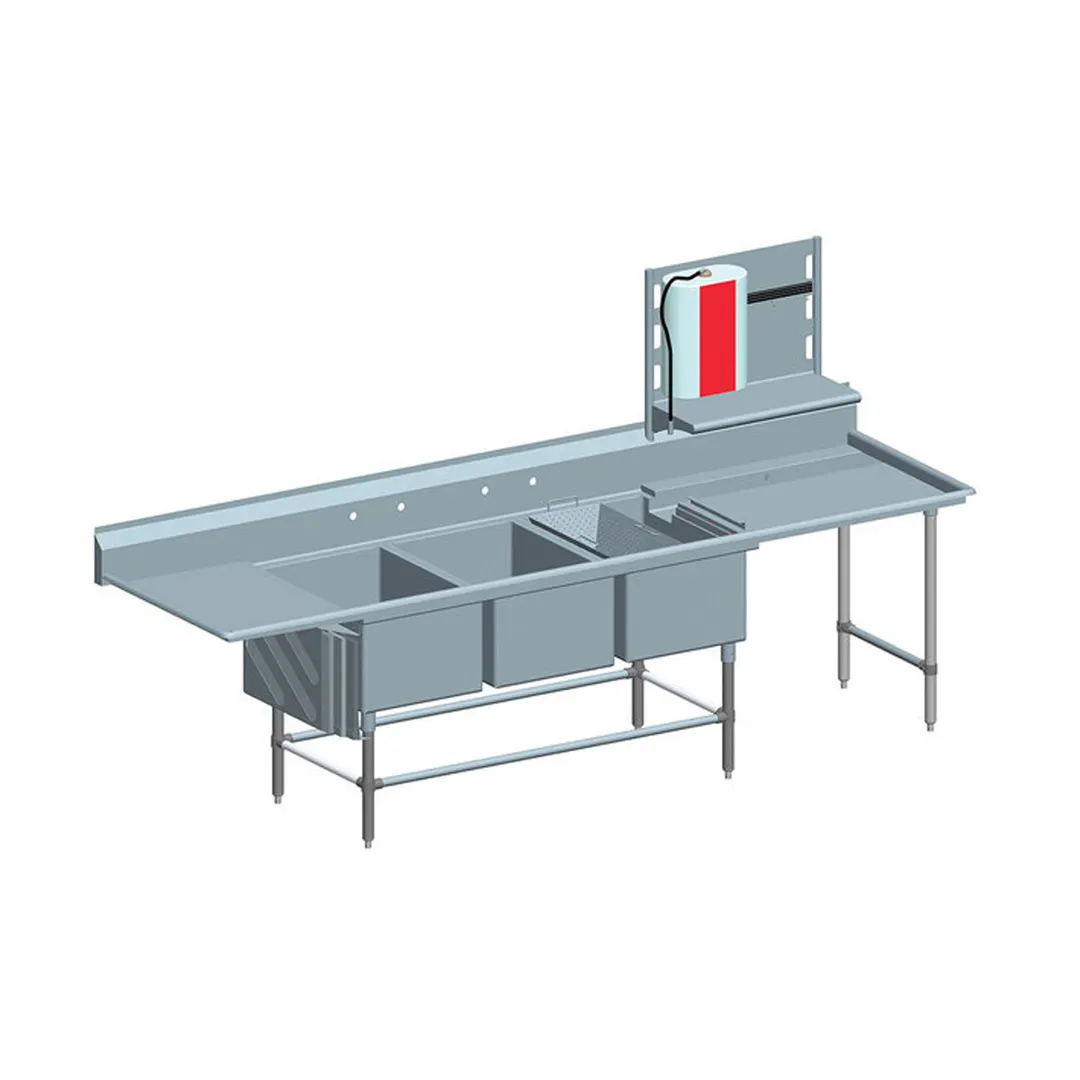 Eagle Group FNP2860-3-18R-48TL 132" Three Compartment Sink, 28"W x 20"L Bowl w/Left-Hand Drainboard
