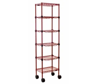 Eagle Group MC1422-48-4R NSF Red Epoxy 4-Shelf Aisle Merchandising Cart - 22" x 14" x 48"