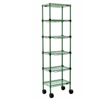 Eagle Group MC1436-48-4VG NSF Green Epoxy 4-Shelf Aisle Merchandising Cart - 36" x 14" x 48"