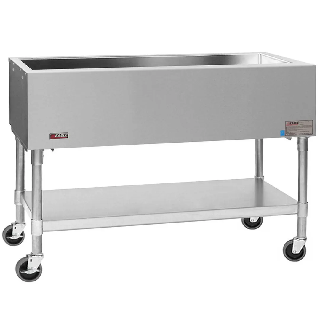 Eagle Group PCP-3 50" Mobile Serving Counter, Ice-cooled Cold Food Table with Galvanized,  (3) Pan