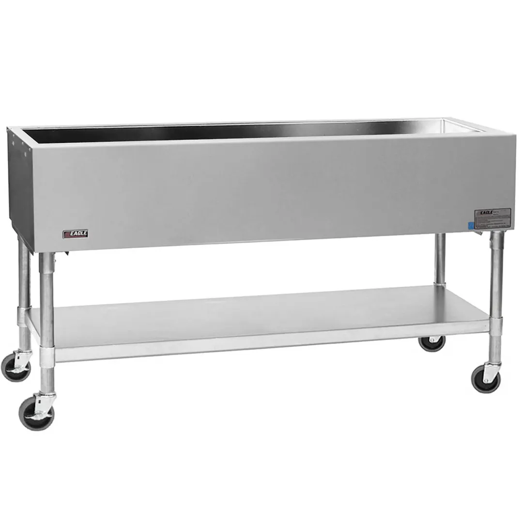 Eagle Group PCP-4 66" Mobile Serving Counter, Ice-cooled Cold Food Table with Galvanized, (4) Pan