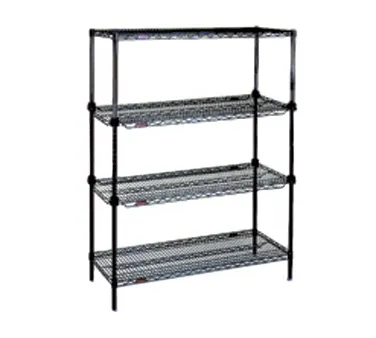 Eagle Group RS4-63-A2136BL Black Epoxy 4-Tier Add-A-Shelf Starter Unit - 36"W x 21"D x 63"H
