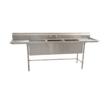 Eagle Group S14-20-3-18R-SL 89" Three Compartment Sink, 20"W x 20"L Bowl w/Right-Hand Drainboard