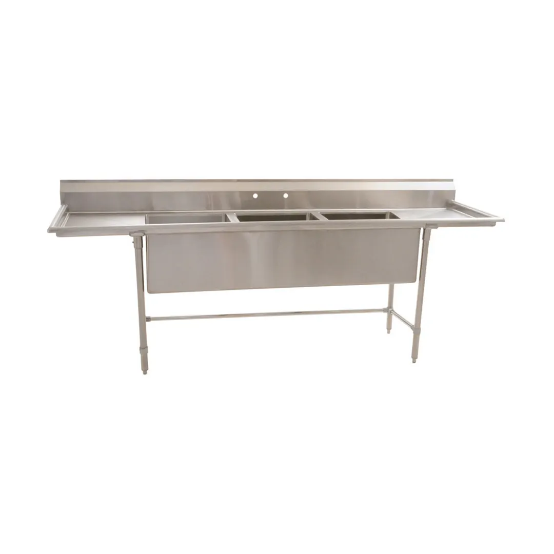 Eagle Group S14-20-3-24R-SL 95" Three Compartment Sink, 20"W x 20"L Bowl w/Right-Hand Drainboard