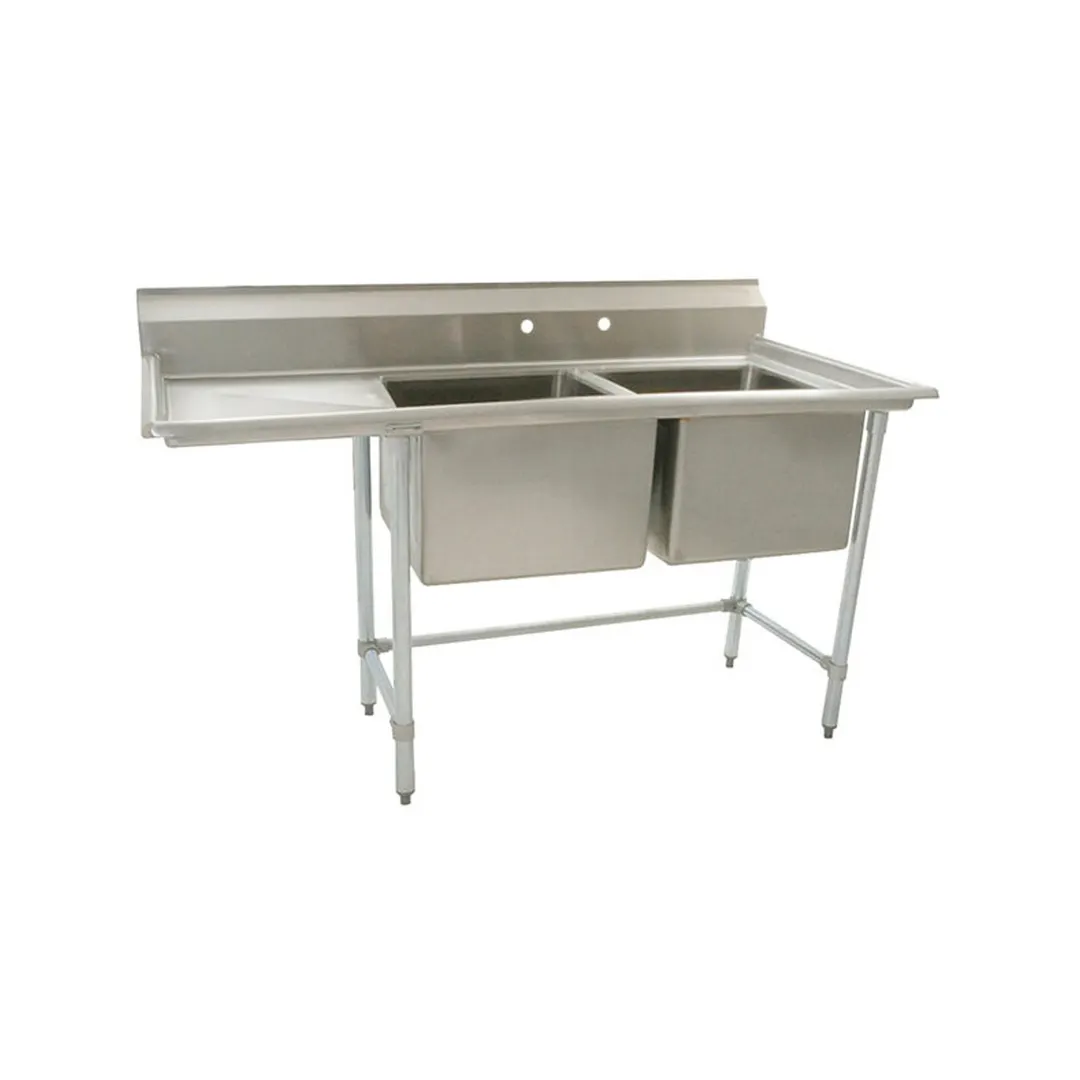Eagle Group S16-20-2-18L 67" Two Compartment Sink, 20"W x 20"L Bowl With Left-Hand Drainboard
