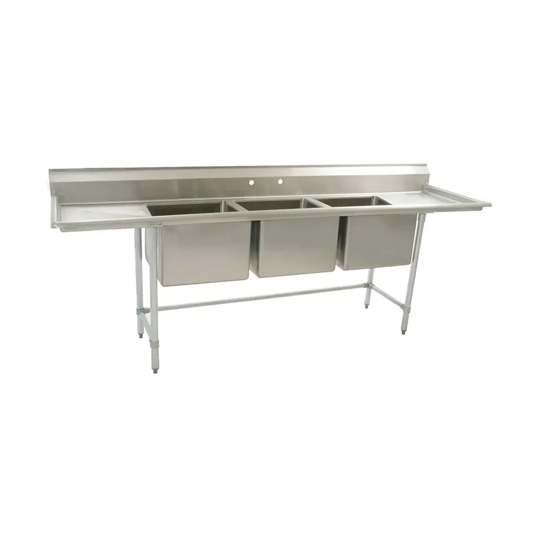 Eagle Group S16-20-3-24-X 115" Three Compartment Sink, 20"W x 20"L Bowl With 2 Drainboards