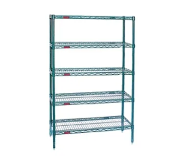 Eagle Group S5-86-2430VG Valu-Gard® Green Epoxy 5-Tier Wire Shelving Starter - 30"W x 24"D x 86"H