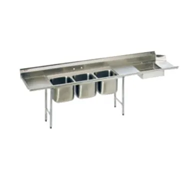 Eagle Group SDTPL-124-14/3 124" Soiled Dishtable w/ 3-Pot Sink, 300 Series 14 Gauge / Left-to-Right