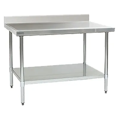 Eagle Group T2448EM-BS 48" Open Base Work Table with Undershelf, 4-1/2" Backsplash / 14 Gauge Top