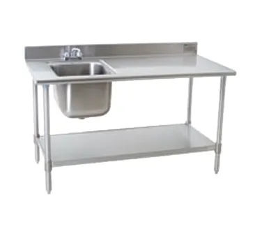 Eagle Group T3072SEB-BS-E23L-X 72" Prep Table Sink Unit, Bowl on Left & Faucet / 16 Gauge - Flyer