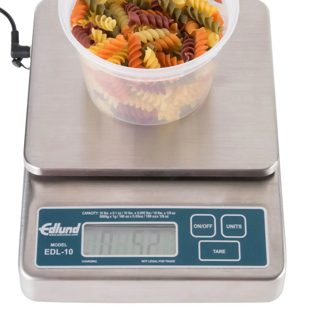 Edlund EDL-10 Portion Scale – 10-29 lb Capacity, 6" Rectangular Stainless Steel Platform LCD Battery/A-C