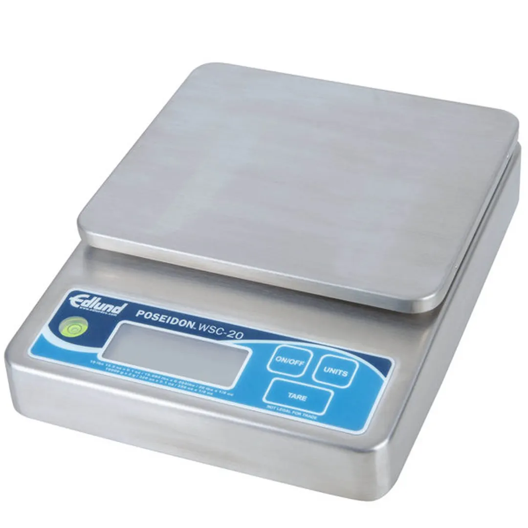 Edlund WSC-20 Poseidon™ Digital Portion Scale – 10‑29 lb Capacity, 6‑in Stainless Steel Platform, Battery/AC