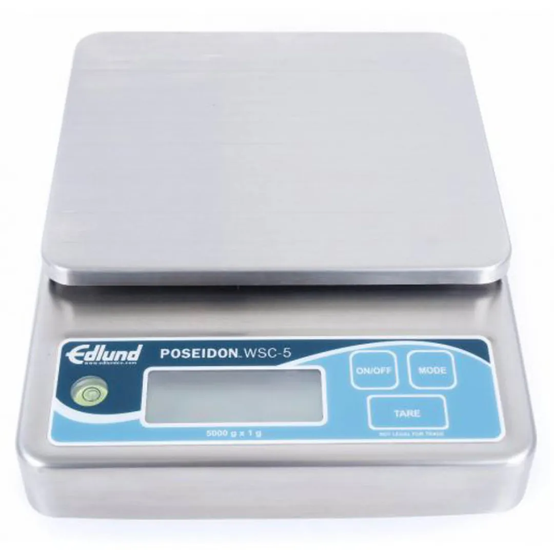 Edlund WSC-5 - Electric Portion Scale, Poseidon, Euro/UK 5kg Capacity, 0.01g Accuracy, 3.5” LCD Display