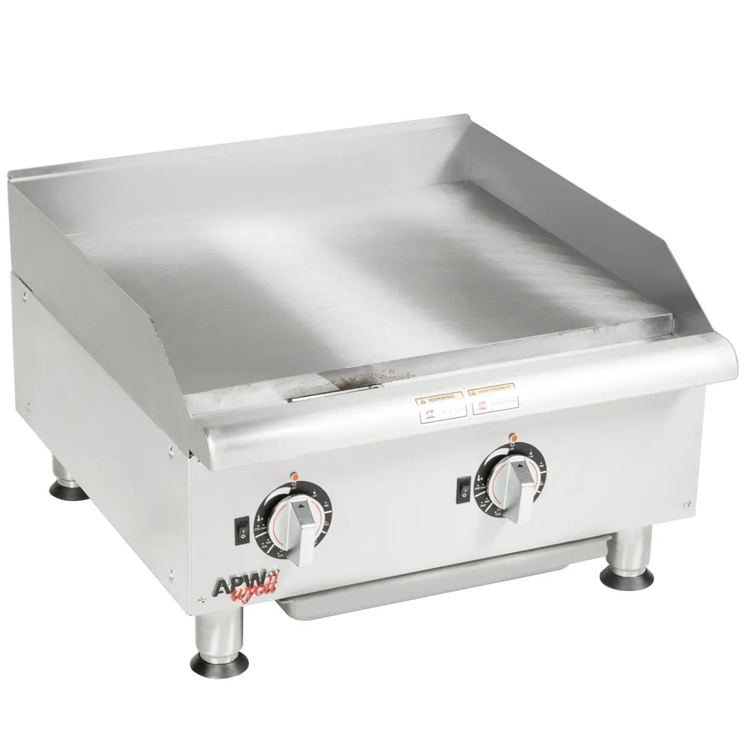 APW Wyott EG-24S Countertop Electric Griddle with 24" x 19.5" Surface, Thermostatic Controls, 208/240v 