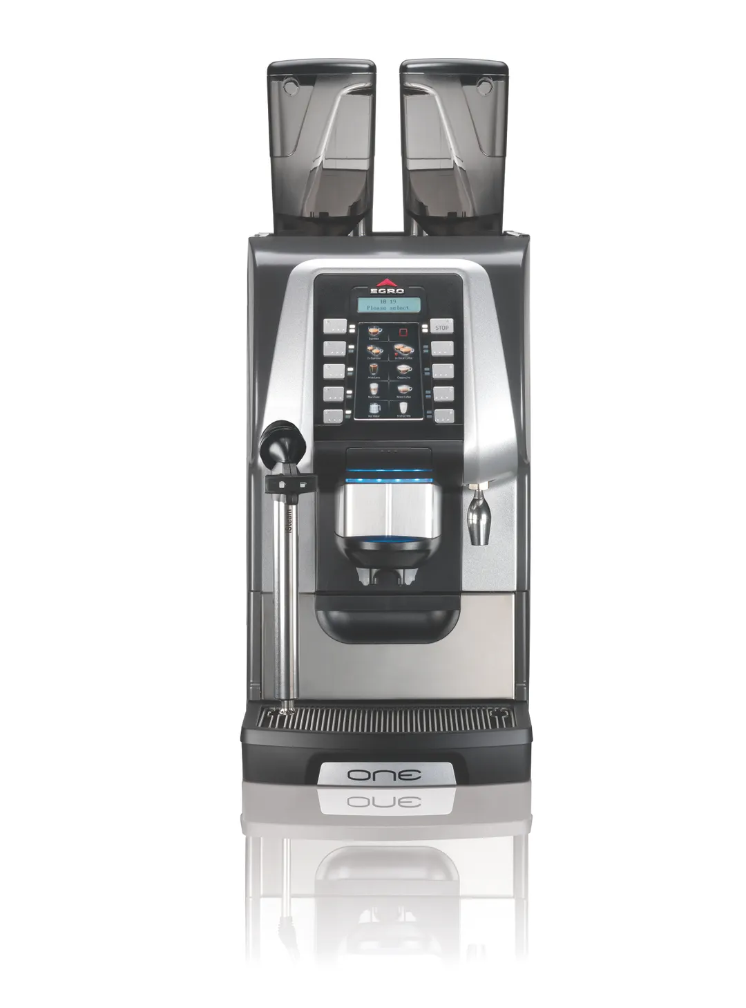 Egro USA EGRO ONE-PURE COFFEE Espresso Cappuccino Machine w/ 2 Grinders & 2 Hoppers