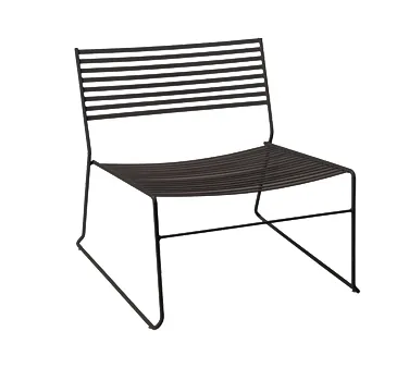 emu 23 Aero Outdoor Lounge Stacking Chair w/ Steel Slat Pattern Back & Seat