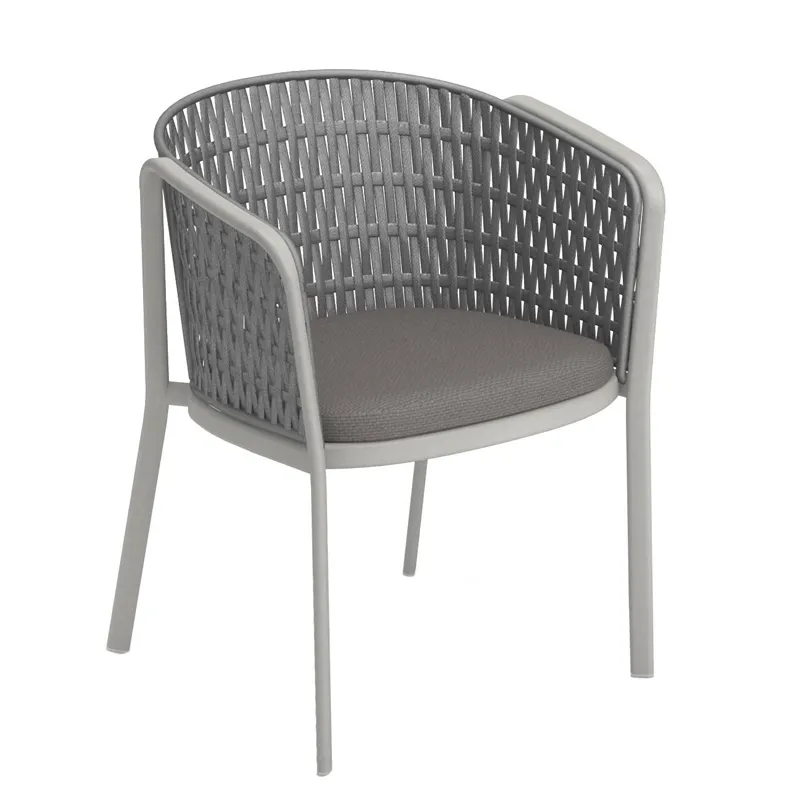 emu 1214 Aluminum Carousel Armchair w/ Synthetic Flat Rope Back - Outdoor / Indoor 