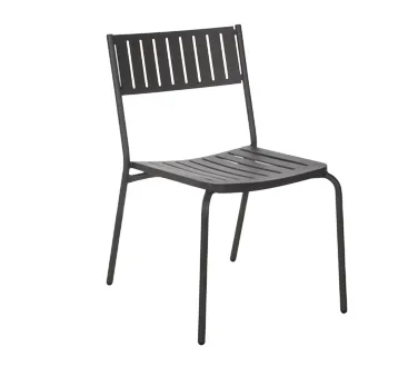 emu 146 Bridge Outdoor Stacking Side Chair w/ Steel Slat Back & Seat