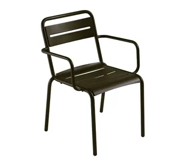 emu 162 Star Stacking Armchair with Steel Slats Back & Seat - Outdoor/Indoor