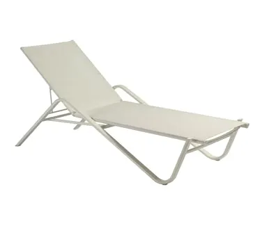 emu 195PK1 Holly Outdoor Stackable Chaise w/ Texplast Fabric Back & Seat - Aluminum