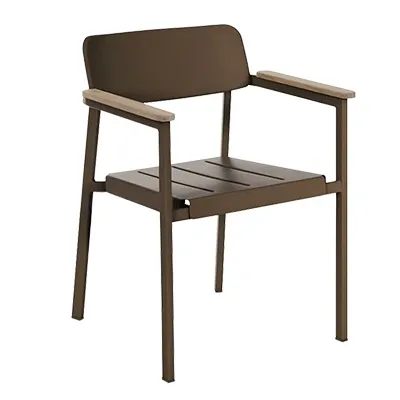 emu 248 Shine Stacking Armchair with Slat Seat & Solid Back - Outdoor/Indoor