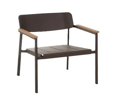 emu 249 Shine Stacking Lounge Chair w/ Slat Seat & Solid Back - Outdoor/Indoor