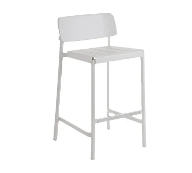 emu 253 Shine Stacking Barstool w/ Slat Seat& Solid Back - Indoor/Outdoor