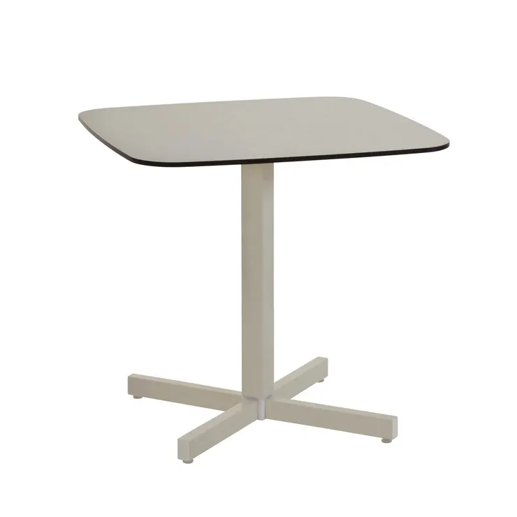 emu 256-T71 Shine Square Outdoor HPL Table w/ Taupe HPL Top - 31" x 31" x 29"H, 4-Cross Base