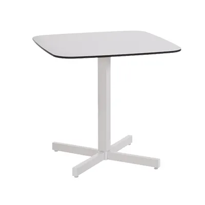 emu 256 Shine Square Outdoor HPL Table w/ White HPL Top - 31" x 31" x 29"H, 4-Cross Base