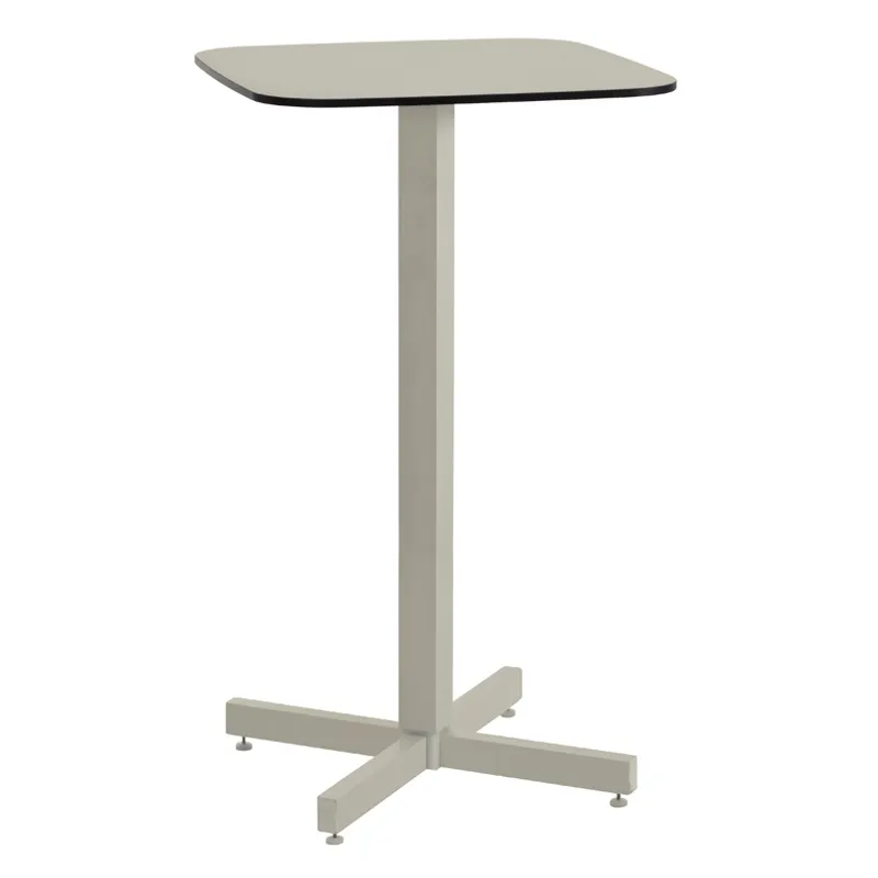 emu 258-T71 Shine Square Outdoor Bar Table w/ Taupe HPL Top - 24" x 24" x 41-1/2"H