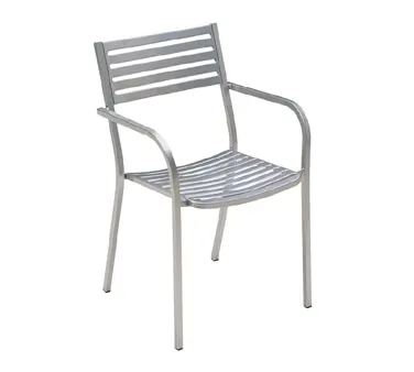 emu 268 Segno Stacking Armchair with Steel Slat Pattern Back & Seat - Outdoor/Indoor