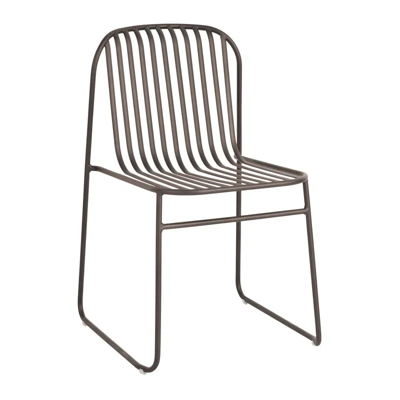 emu 434 Riviera Outdoor Stacking Side Chair w/ Slatted Wrought Iron Seat & Back