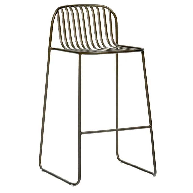 emu 436 Riviera Stacking Barstool w/ Slatted Wrought Iron Back & Seat - Indoor/Outdoor