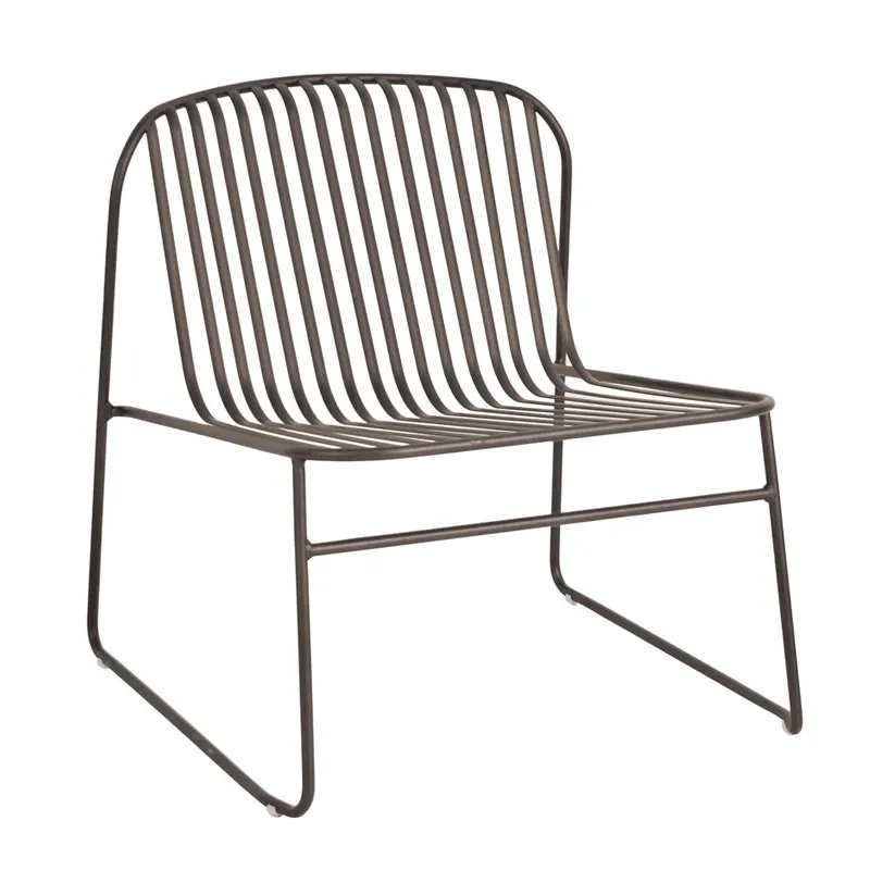 emu 437 Riviera Stacking Lounge Chair w/ Slatted Wrought Iron Back & Seat - Outdoor/Indoor